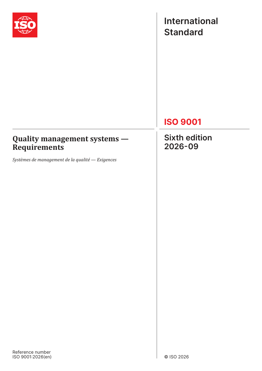 Cover of ISO 9001:2026